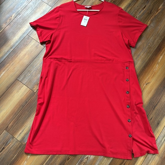 J. Jill Side-Button Shift Dress | 2X | Cherry Red - Picture 6 of 9